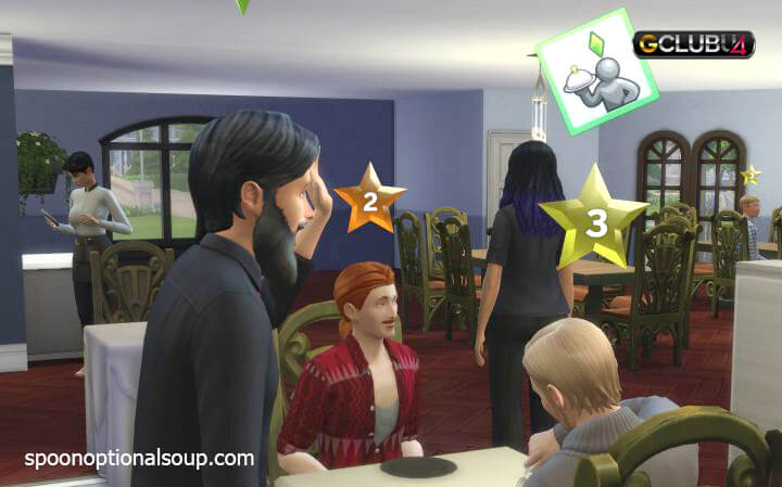 ความพึงพอใจของลูกค้าวัดความสำเร็จของร้านอาหารของ Sim ในThe Sims 4
